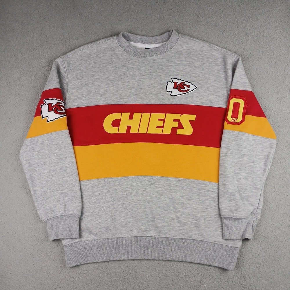 Kansas City Chiefs NFL Team Apparel Sweatshirt Mens Medium Gray Red Yellow